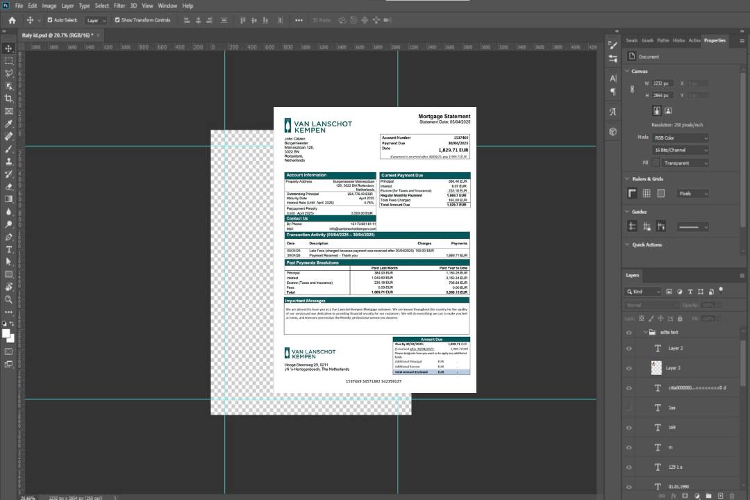 Pays , Bas Van Lanschot Kempen relevé hypothécaire Modèle Word et PDF template